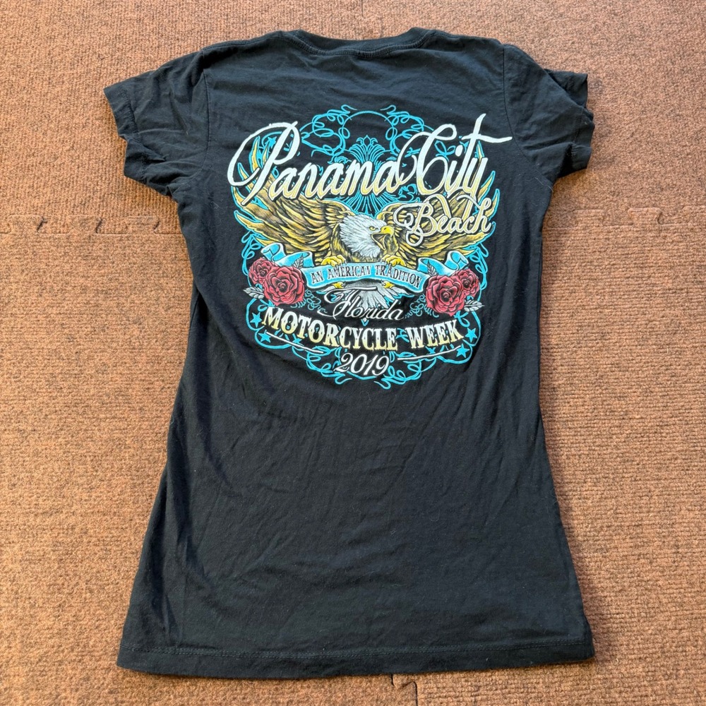 Panama City Beach Florida Motorcycle Week 2019 Eagle Graphic T-Shirt Black Small